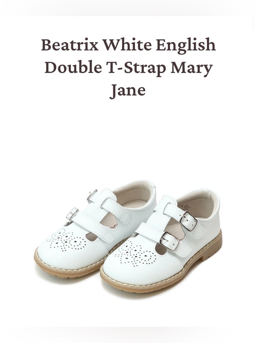 L'Amour Beatrix white double T-strap Mary Janes
